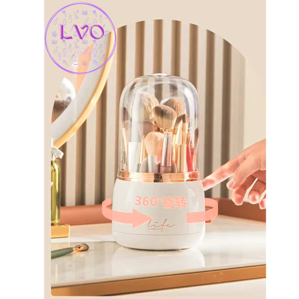 Boîte de Rangement Maquillage 360° Rotative – Organisateur Élégant pour Pinceaux et Accessoires