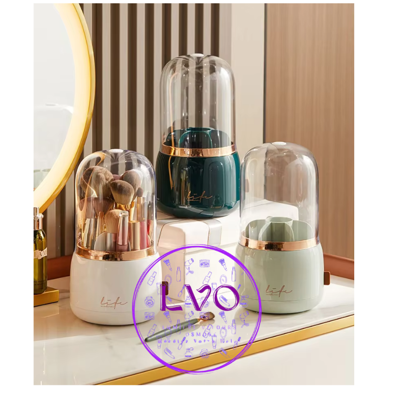 Boîte de Rangement Maquillage 360° Rotative – Organisateur Élégant pour Pinceaux et Accessoires